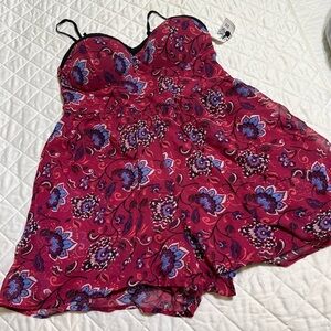 Floral Red and Blue Romper